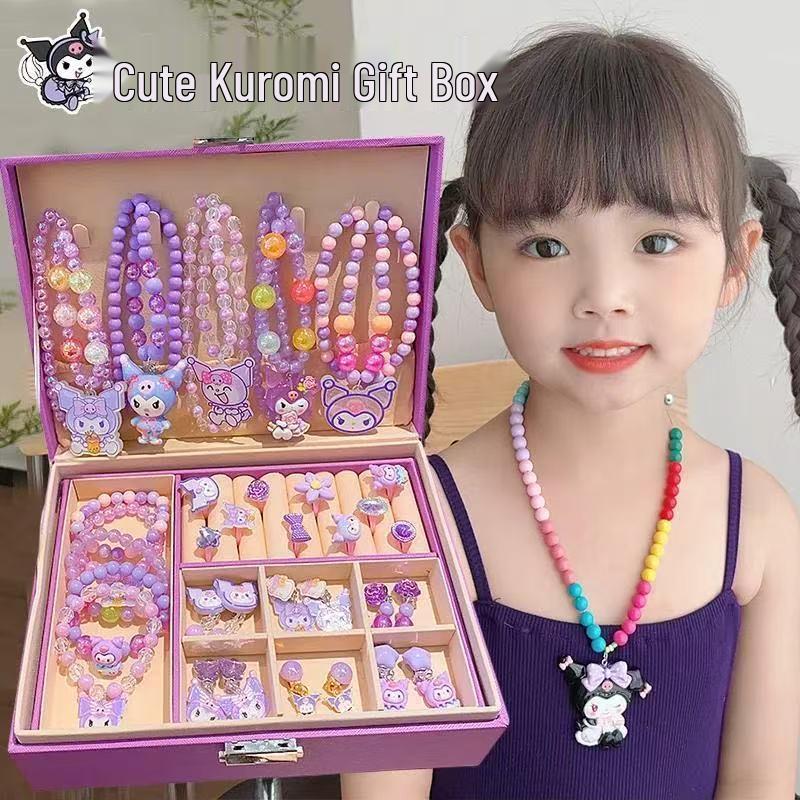 Kuromi Kids' Jewelry Gift Set: Necklace, Bracelet, Ring, Exquisite Box for Girls' Birthday