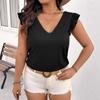 Plus Size Women's Lace Patchwork Button-Decorated Short Sleeve Top