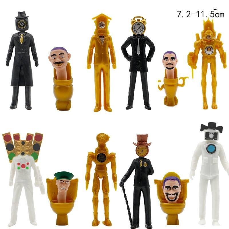 Hot Selling Toilet Man Vs Clock Man Handmade Model Toy For Children Gift Bag Packed Plastic Material Various Characters Figurine