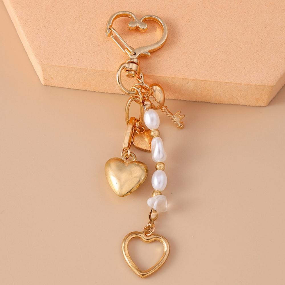 Key Ring Pendants For Women Girls Handbag Decor  Handmade Jewelry Gifts Alloy Love Heart Key Chain Shell Starfish