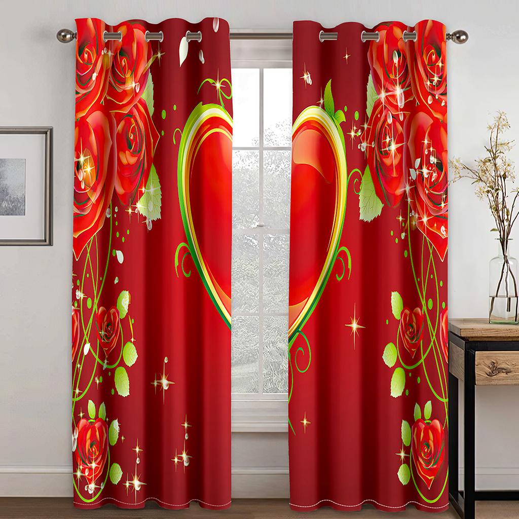Luxury Heart Love Diomand Pink Girl Diadema Window Curtains Blinds for Living Room Kids Bedroom Kitchen Door Home Decor 2Pcs