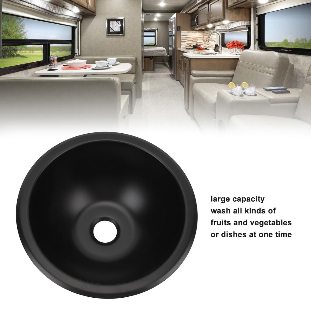 9 X 4in 304 Stainless Steel Sink Round Easy To Clean 40mm Drain Port Hand Wash Basin for RV Camper Boat  RV Sink  Sink