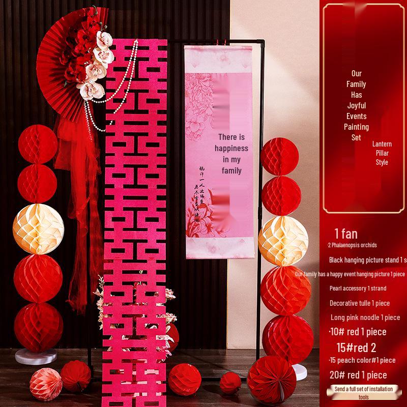 Balayı Süiti Düğün Dekorasyon Seti: Oturma Odası Fotoğraf Sergisi için Çift Mutluluk Parşömeni ve Süs