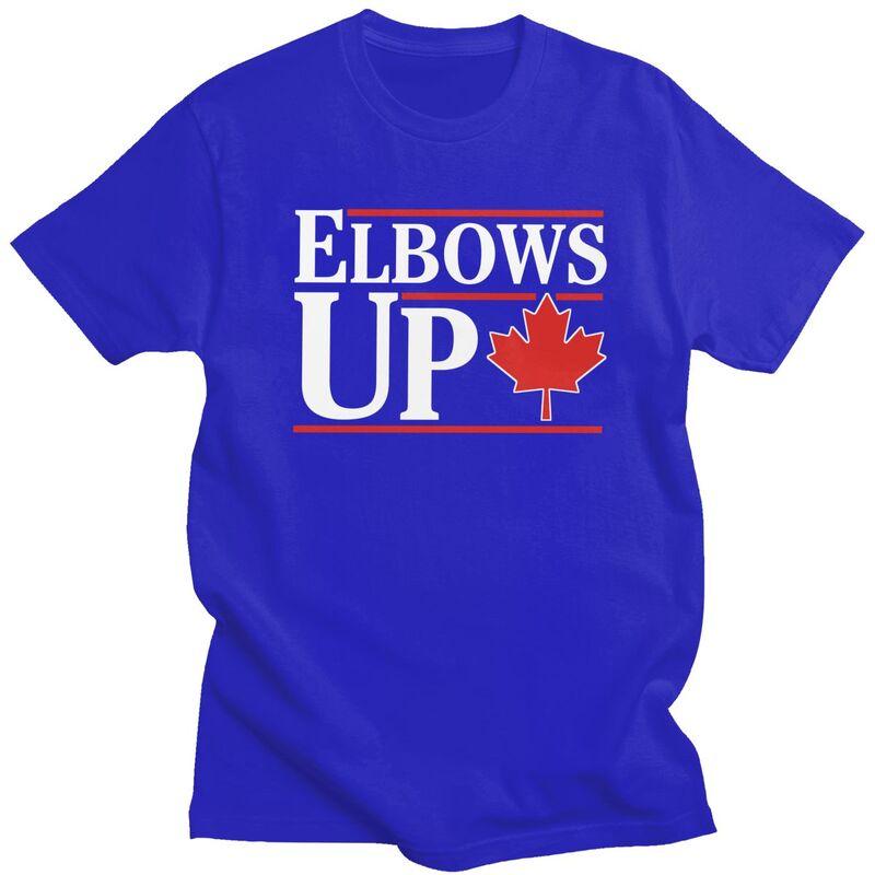 Custom Male Elbows Up Canada Canadian Flag T Shirt ShortSleeve Cotton Tshirts Tshirt Leisure Tee Clothing