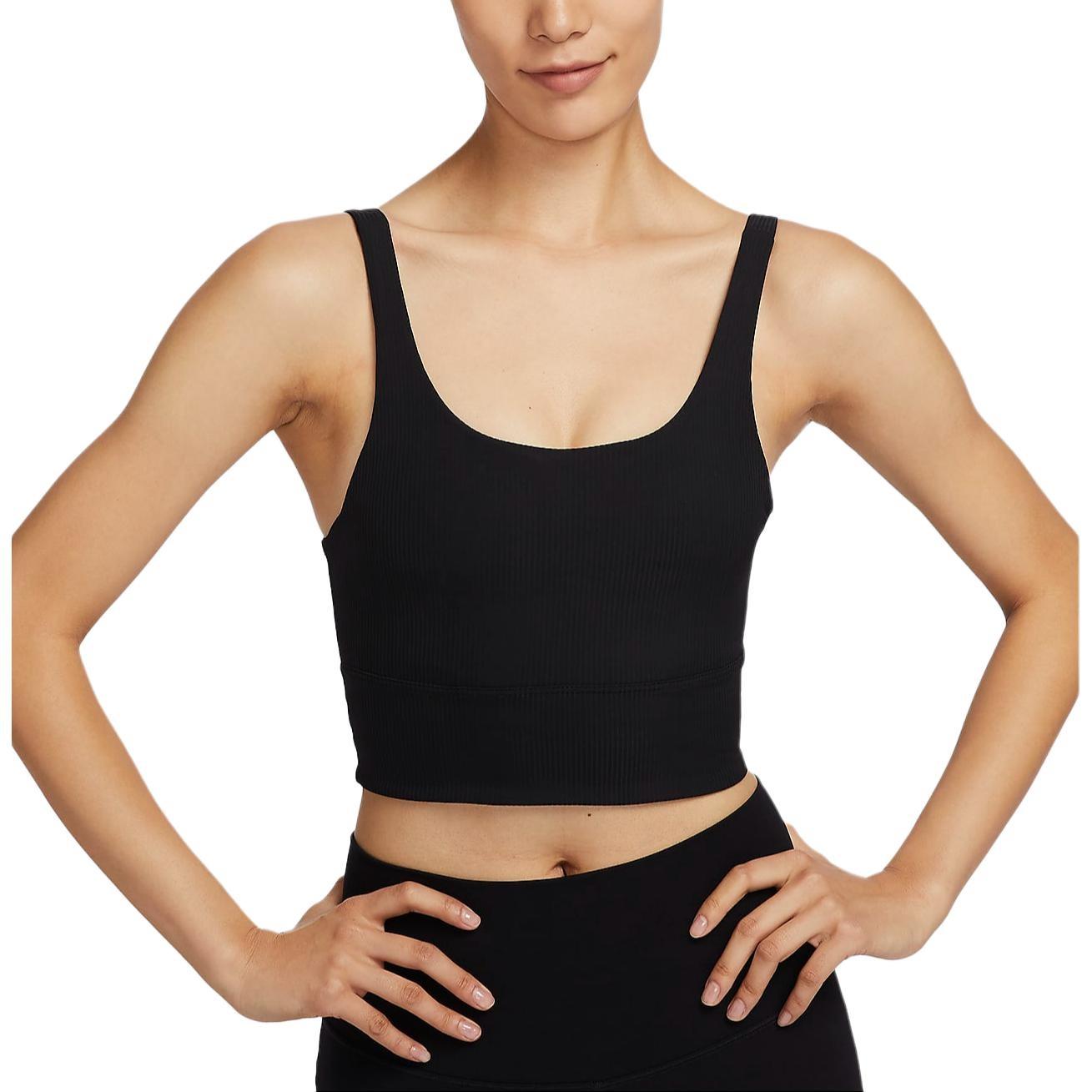 (WMNS) Nike Zenvy Rib Light-Support Padded Longline Sports Bra Asia Sizing Black Women s HF1543-010 L
