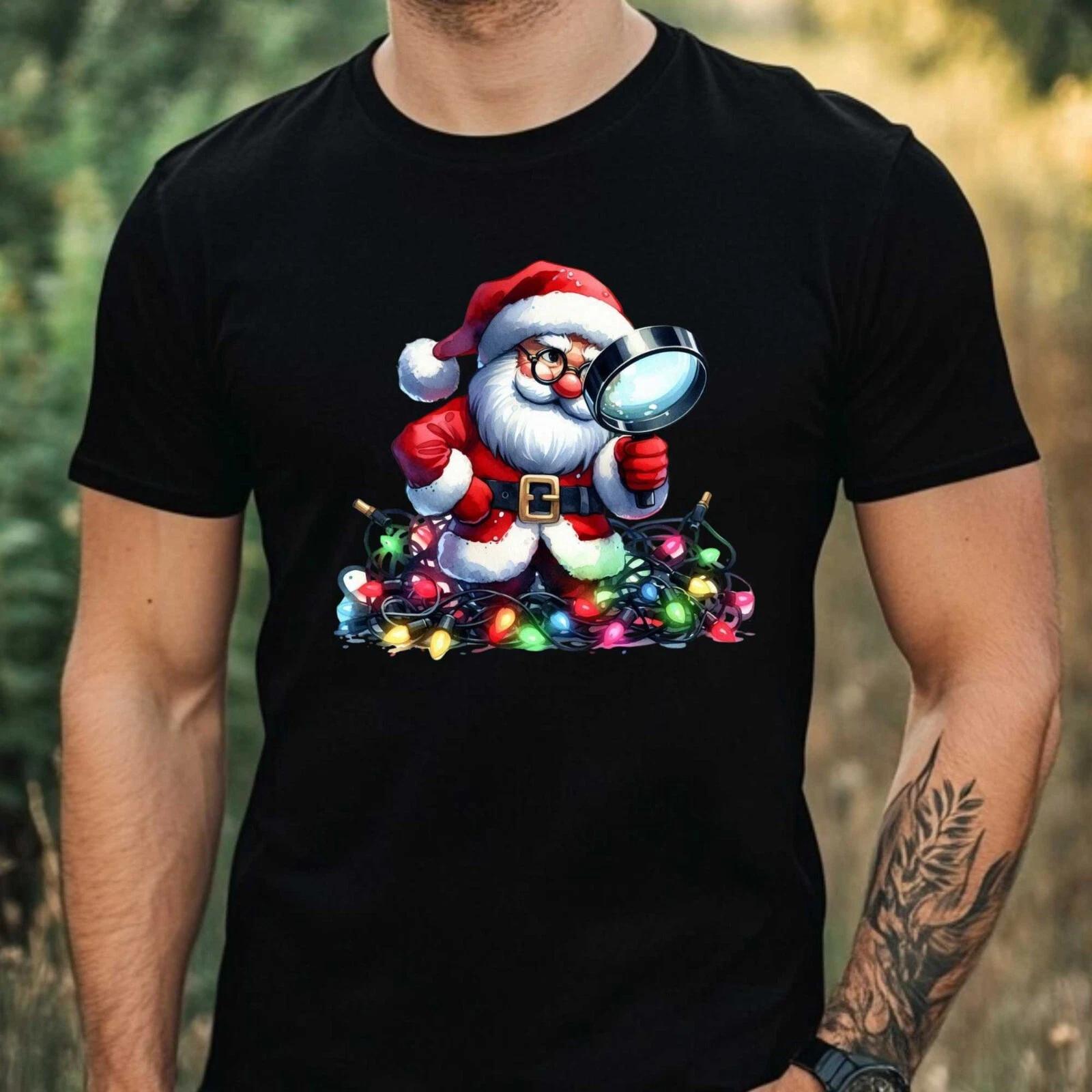 T-Shirt Herren Detektiv Weihnachtsmann Motiv Baumwolle Größe XS bis 5XL XXL