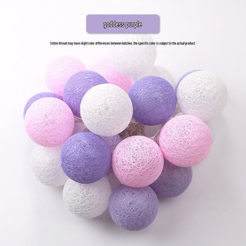 USB LED Cotton Ball String Lights - Christmas Holiday Starry Sky Decorative Flashing Lights