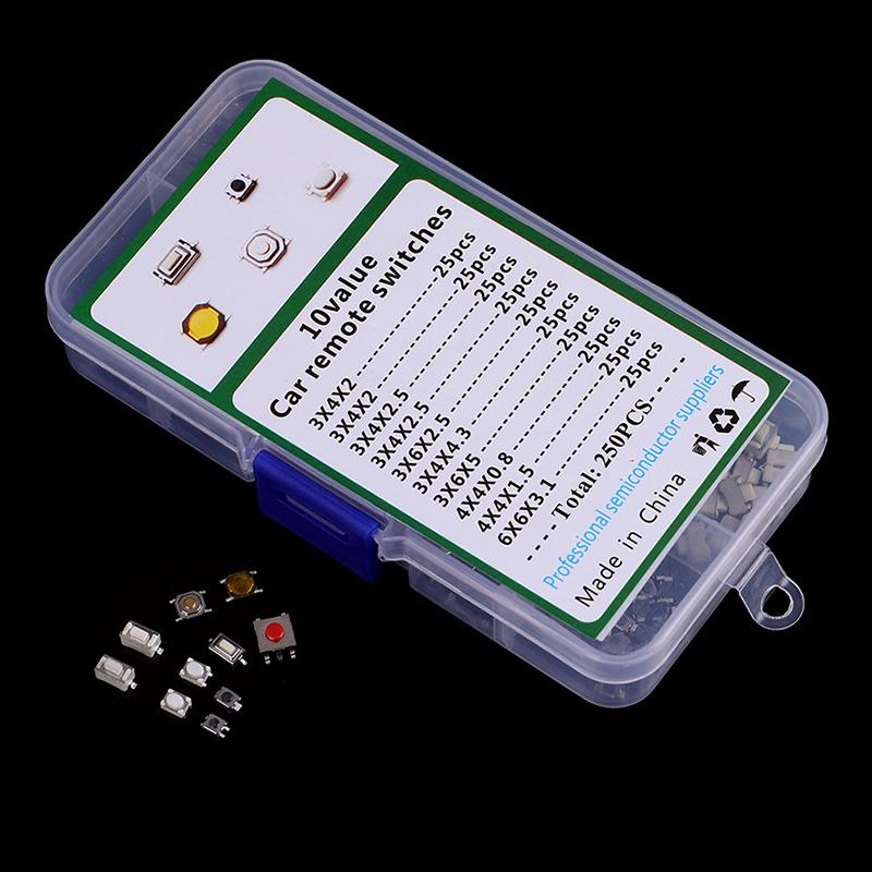 100/250pcs Car Switch Button 10 Types Car Remote Control Tablet Actile Push Buttones Switches Car Keys Button Touch Microswitch