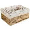 Rectangular Handmade Rattan Storage Baskets Save Space Rustic Style Weaving Storage Tray Reusable with Liner