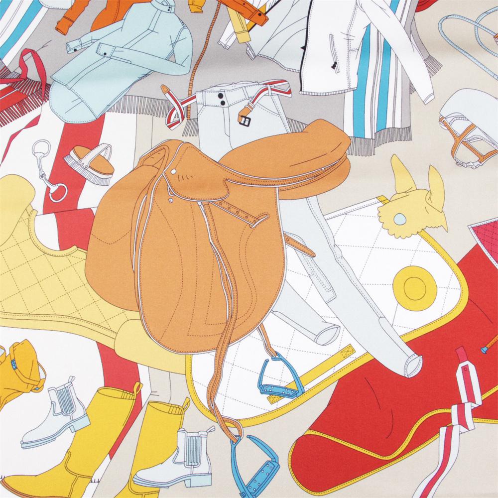 POBING Curled Twill Silk Scarf Women Saddle Double Side Printed Square Scarves Wraps Echarpes Foulards Femme Hijabs 70CM