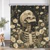 Schädel Halloween Duschvorhang Frohes Halloween Lustiges Skelett Rose Floral Badezimmer Dekor Polyesterstoff Duschvorhang Mit Haken