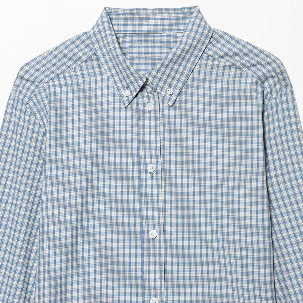 TAOP&ZA Women's Korean Style Slim Fit Plaid Long Sleeve Shirt - Spring 2026 New Arrival