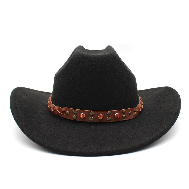 Vintage Black Western Cowboy Hats For Men 2023 Autumn Winter Curved Brim Cowgirl Jazz Hats Cloche Sombrero Hombre Caps