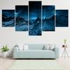Canvas Painting Wall Art Home Decor  5 Pieces Blue Aurora Borealis Snow Mountain Modern HD Printed Night Scene Pictures