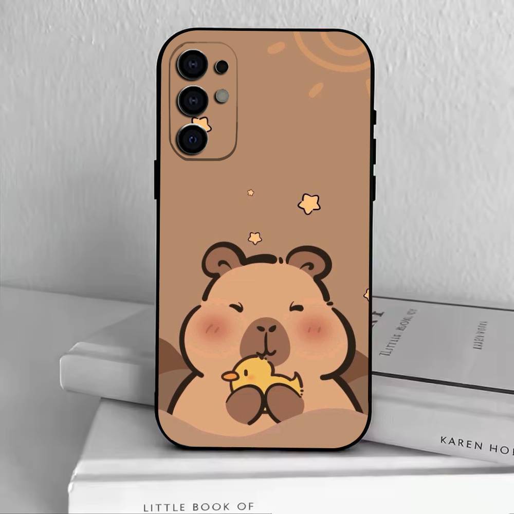 Roztomilý K-Kawaii Kapybara   Pouzdro na telefon Černý silikon Měkké Pro Samsung S25,S24,S21,S22,S23,S30,Ultra,S20,Plus,Fe,Lite