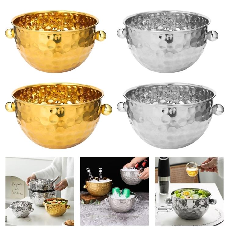 Modern Hammered Metal Ice Buckets Set Of 2 Gift Ice Container Set For Chilling Wine Beer And Cocktails At Gatherings