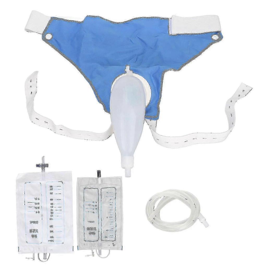 Wearable Urine Bag With Pee Catheter Duct 1000ml 2000ml For Men Elderly Urinary Incontinence Bedridden Patients (Blue/Grey/White)