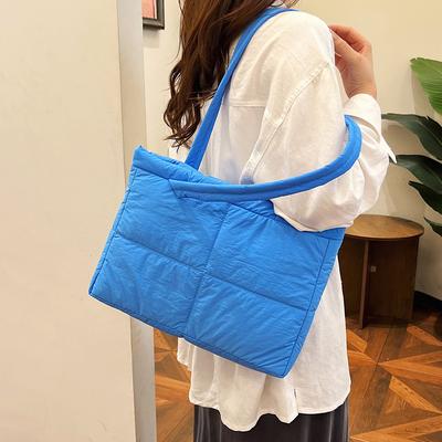 Autumn and Winter New Rhombus Square Bag New Simple Handbag Large Capacity Cotton Clothes Shoulder Armpit Bag