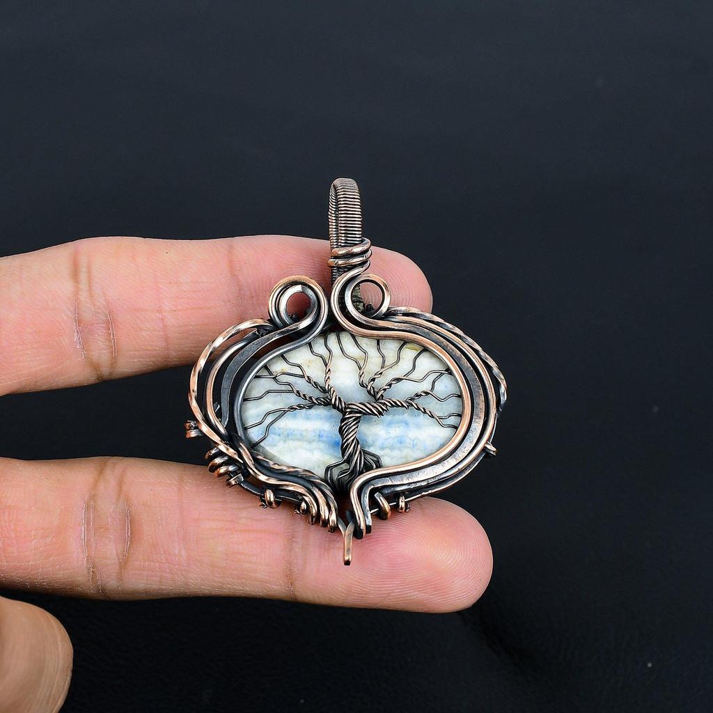 Kyanite 999 Copper Wire Wrapped Pendant, Handmade Gemstone Pendant Jewelry, Gifts For Wife Brand New Pendant