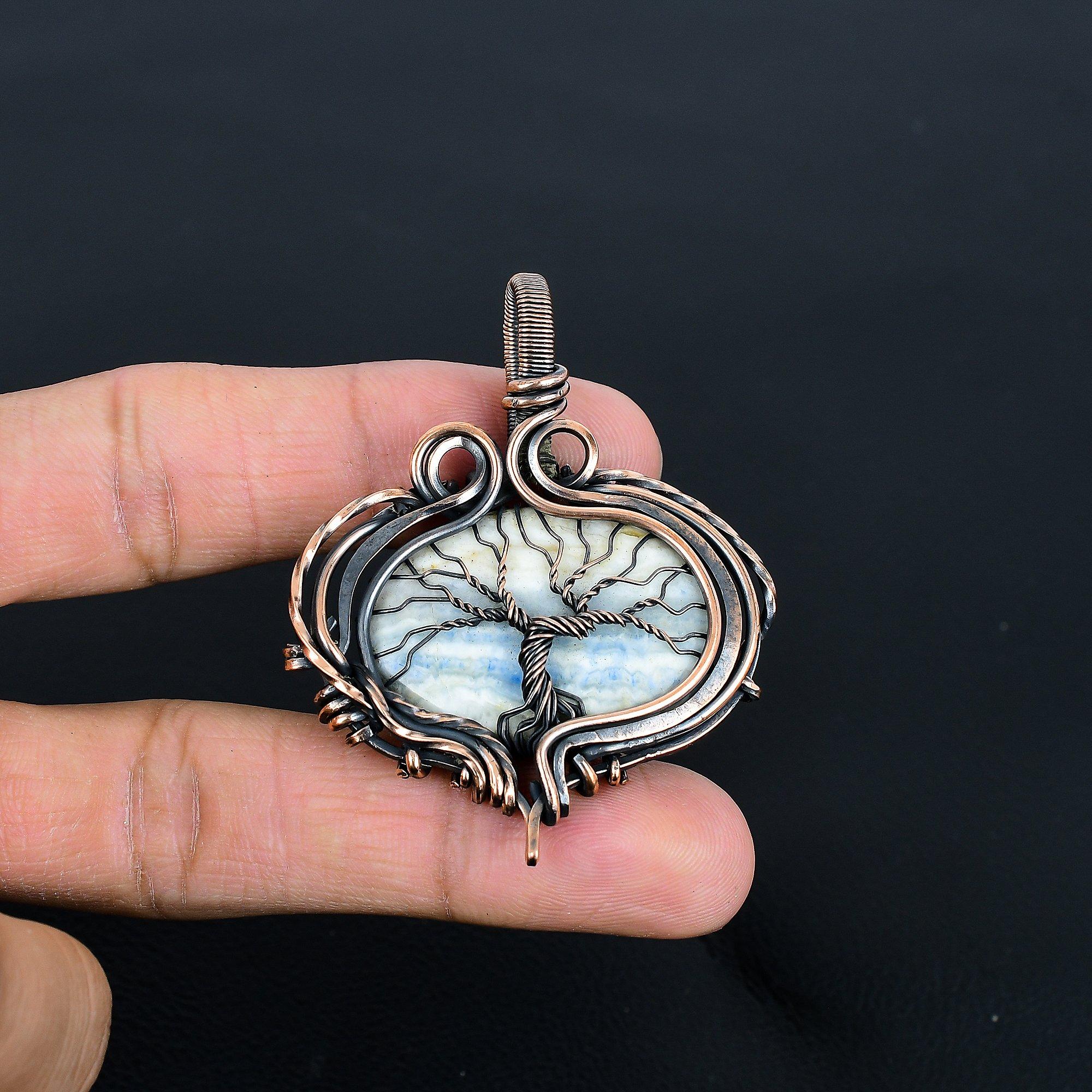 

Кулон из кианита, обернутый медной проволокой 999 пробы, Ювелирное изделие с подвеской из драгоценного камня ручной работы, Подарки для жены, Совершенно новая подвеска 2.36 Inches