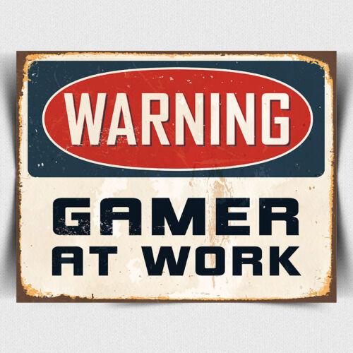 SIGN METAL PLAQUE WARNING GAMER AT WORK door poster Metal printAluminum 20x30cm(7.8x11.8inch)