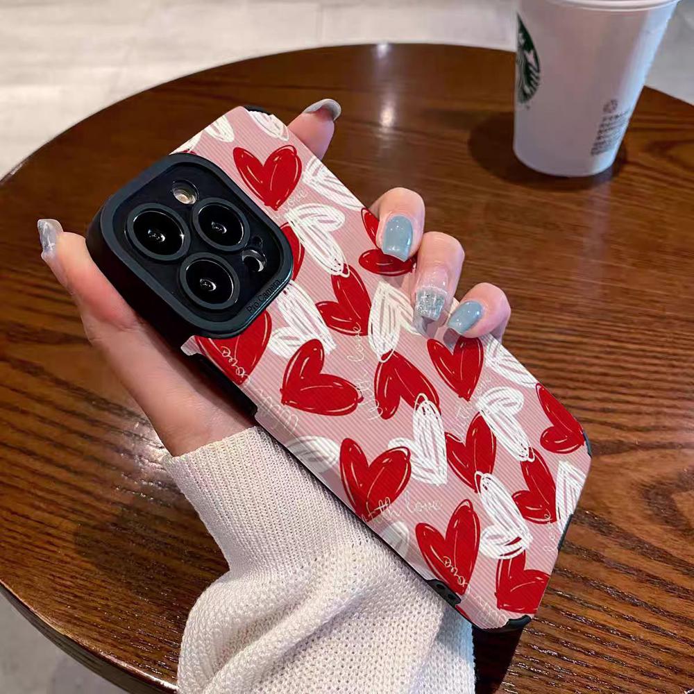 Red White Love Heart Silicone Case For Samsung Galaxy S22 Plus A52 A54 5G A53 A34 A51 A23 A32 A31 A71 A72 A73 A14 A13 A12 S21