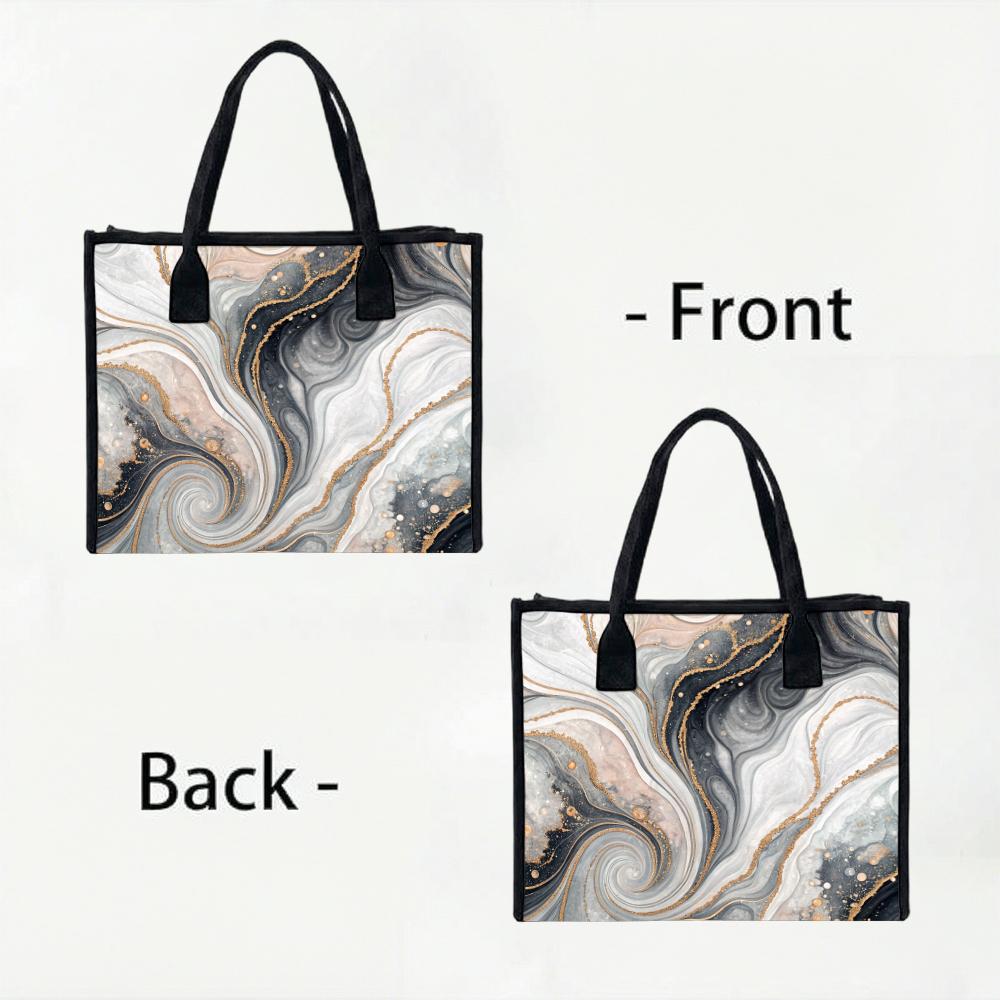 Elegant Marble Pattern Tote Bag for Daily Commute Shopping Outdoor Casual Use Portable Stylish Shoulder Bag for Women