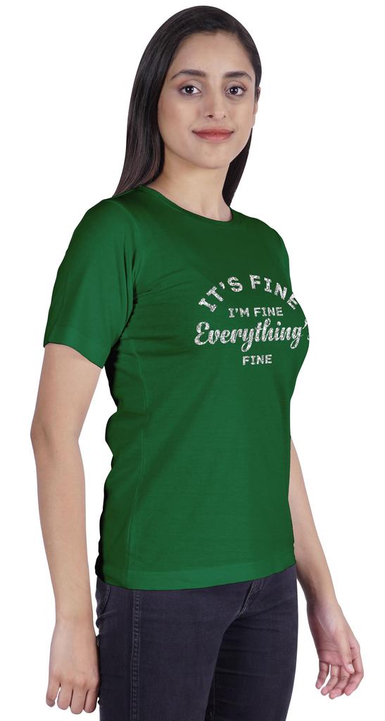Inkmeso Crew Neck T-shirt   Its Fine I'm Fine Everything Is Fine" Letter Printed Inspirational Jersey Top For