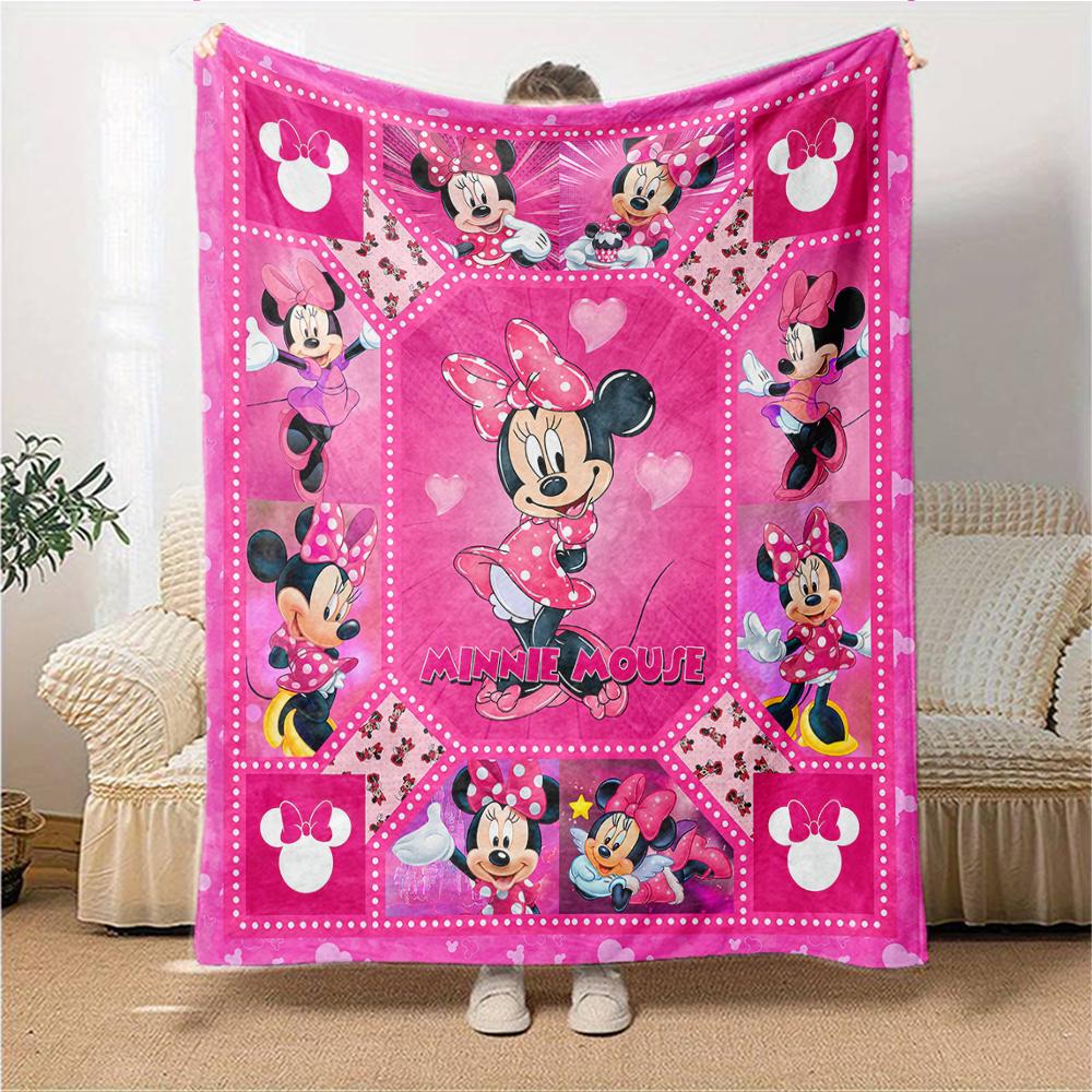 Minnie Mouse Pink Frame Blanket Soft Throw Blanket For Home Bedroom Bed Sofa Travel Office Solid Christmas Blanket