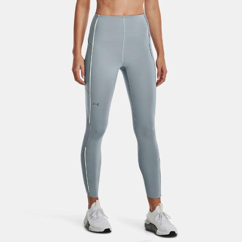 Under Armour Rush Series Logo Embroidered Slim Fit Nine-Point Fitness Pants Women Bottoms Harbor-Blue 1377059-465