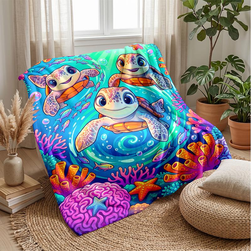 Ocean Adventure Turtle 8 Theme blanket Lightweight Warm Flannel Blanket Decorative Throw Blanket for Home Decoration