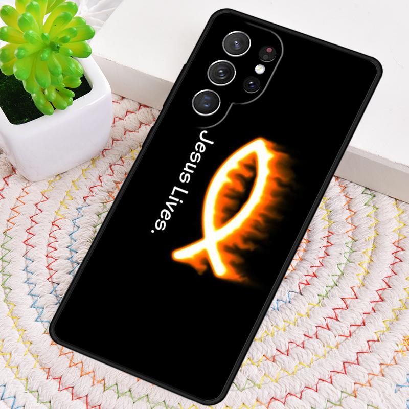 Fish Symbol Jesus Christ Christian Phone Case for Samsung Galaxy note 10 pro S26 Ultra S23 S24 FE S25 S21 S22 PLUS Cover