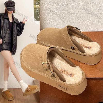Damen Plateau Dicksohlige Plüsch Hausschuhe Damen Zehentrenner Loafer Hausschuhe Damen Plüsch Gummi Fell Zum Hineinschlüpfen Schneestiefel