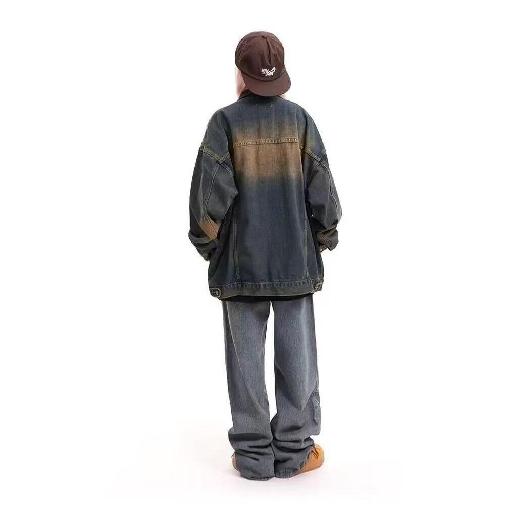 2025 Unisex High Street Washed Distressed Denim Jacket - American Retro Spring/Autumn Collection