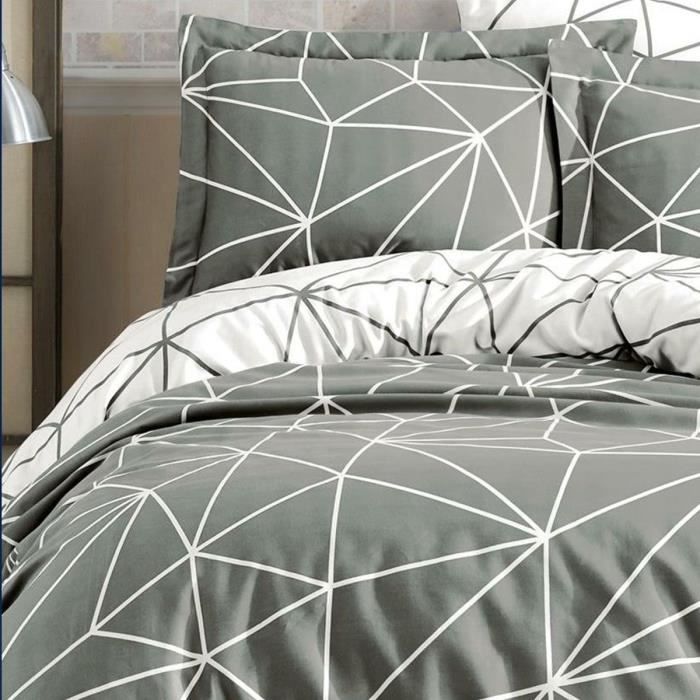 Bedding Set - 1 Duvet Cover 220 X 240 Cm + 2 Pillowcases 60 X 60 Cm - 100% Reinforced Cotton - Grey