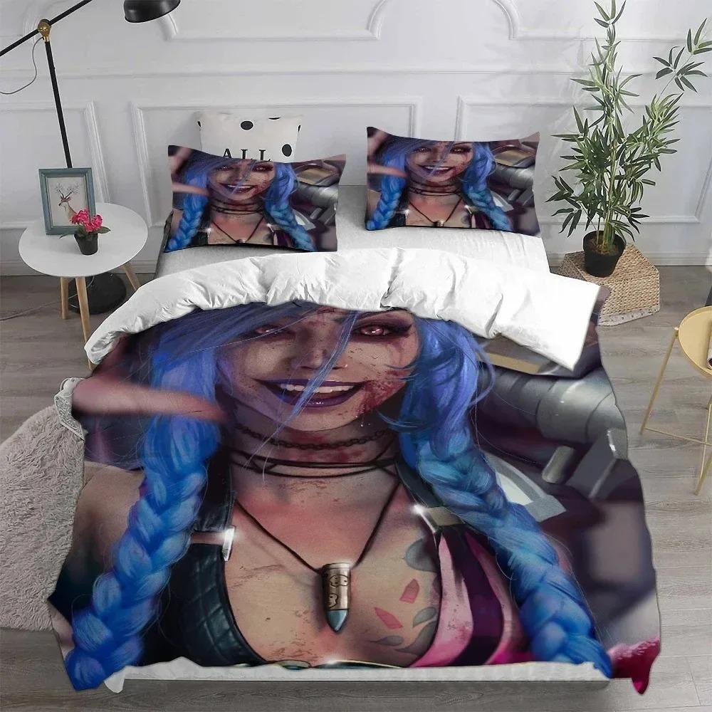 Jinx Arcane Bedding Sets Quilt Bed Cover Comforter Duvet Cover Pillow Case 2-3 Pieces Sets Kids Adult Bedroom Decoration