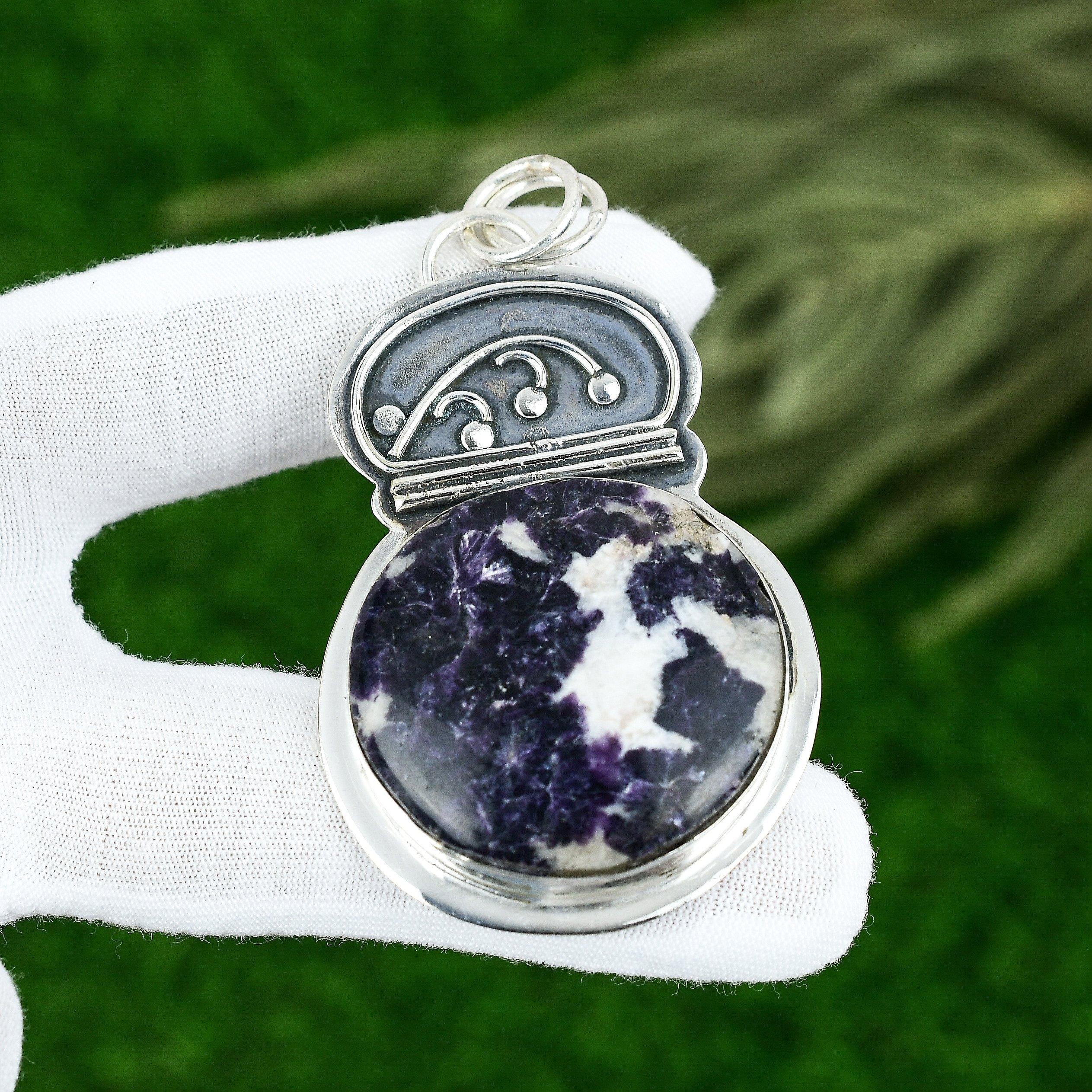 Сделка ко Дню сестер Подвеска из стерлингового серебра с круглым камнем тиффани-джаспером и безелем для матери