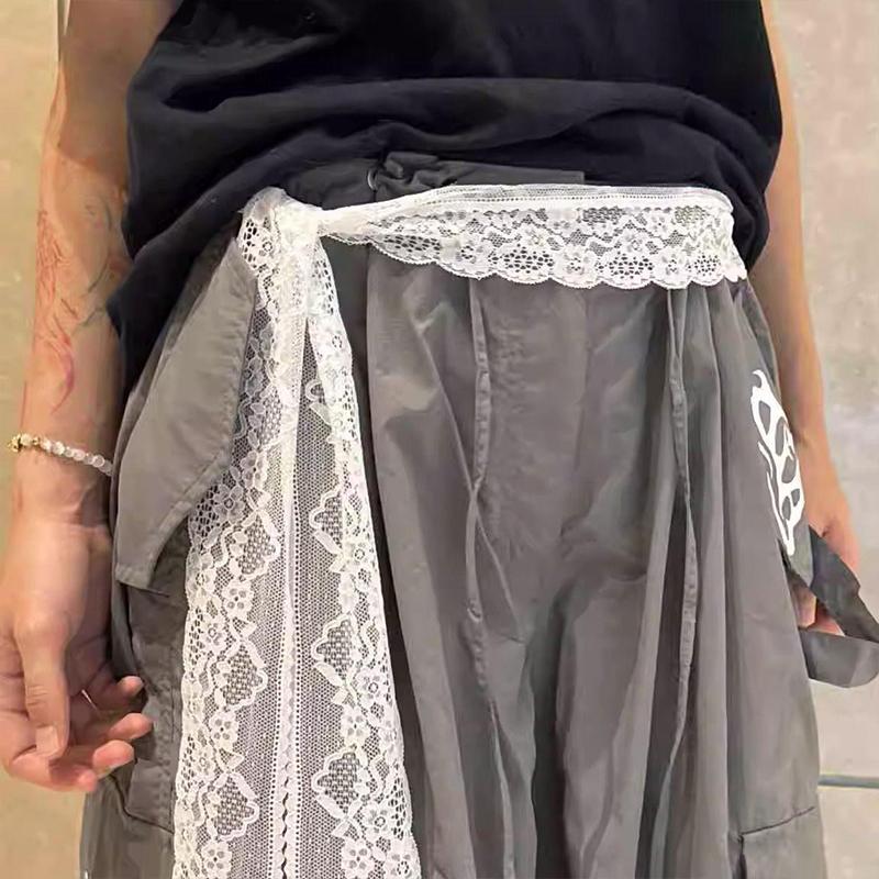 French Retro Lace Belt Korean Style Casual Long Lace Scarf Summer Sweet Fashion Accessory