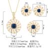 Huameimei Set Earrings Rings Necklaces Antique Jewelry Light Luxury Temperament Blue Pointed Crystals High-end Feeling French Retro Style