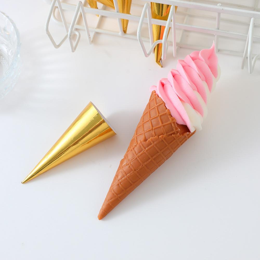 100PCS Aluminum Foil Paper Disposable Ice Cream Holder Solid Color Thickened Ice Cream Cone Sleeve Hand-held Anti-soiling