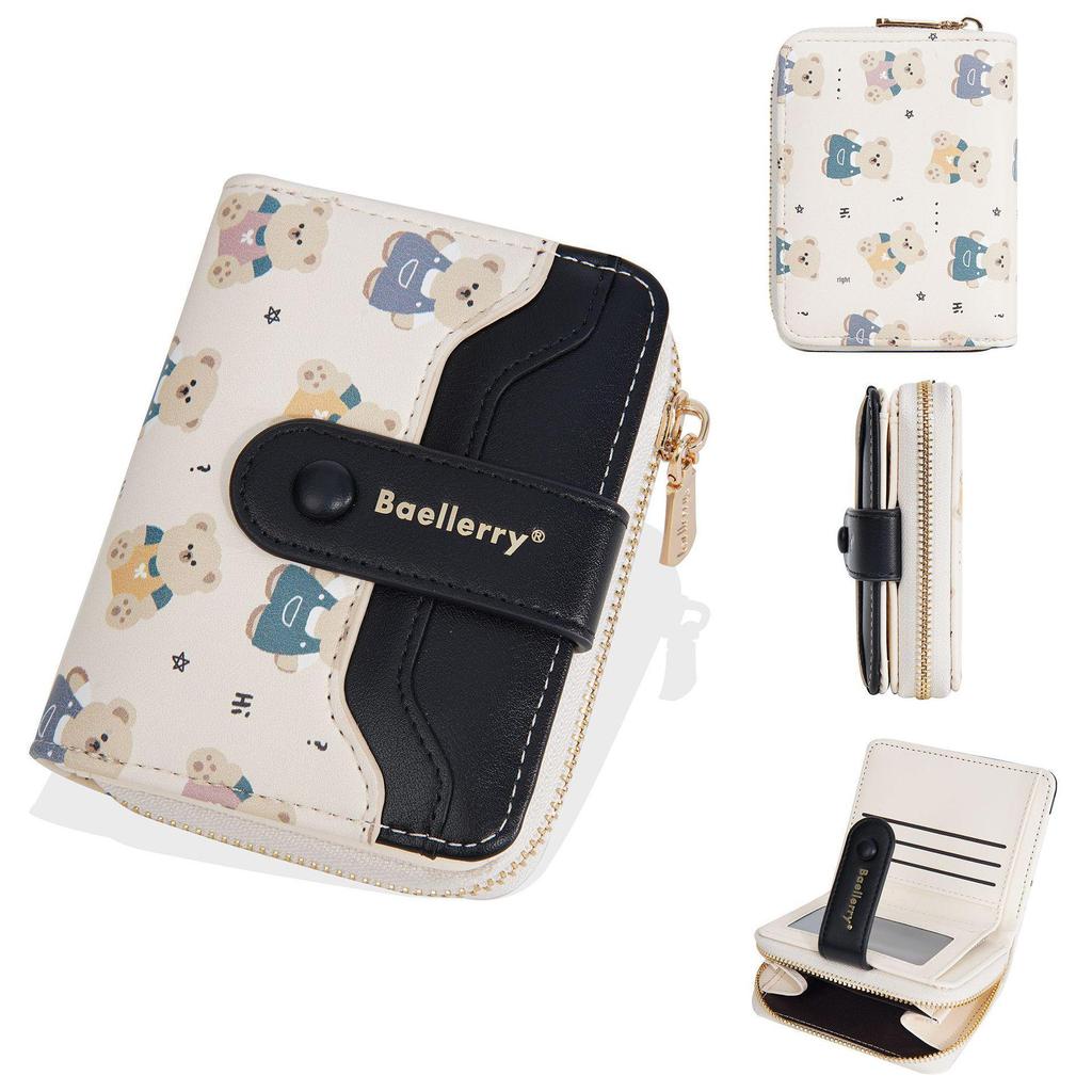 Little Bear Cartoon Zipper Wallet and Card Holder for Women & Students