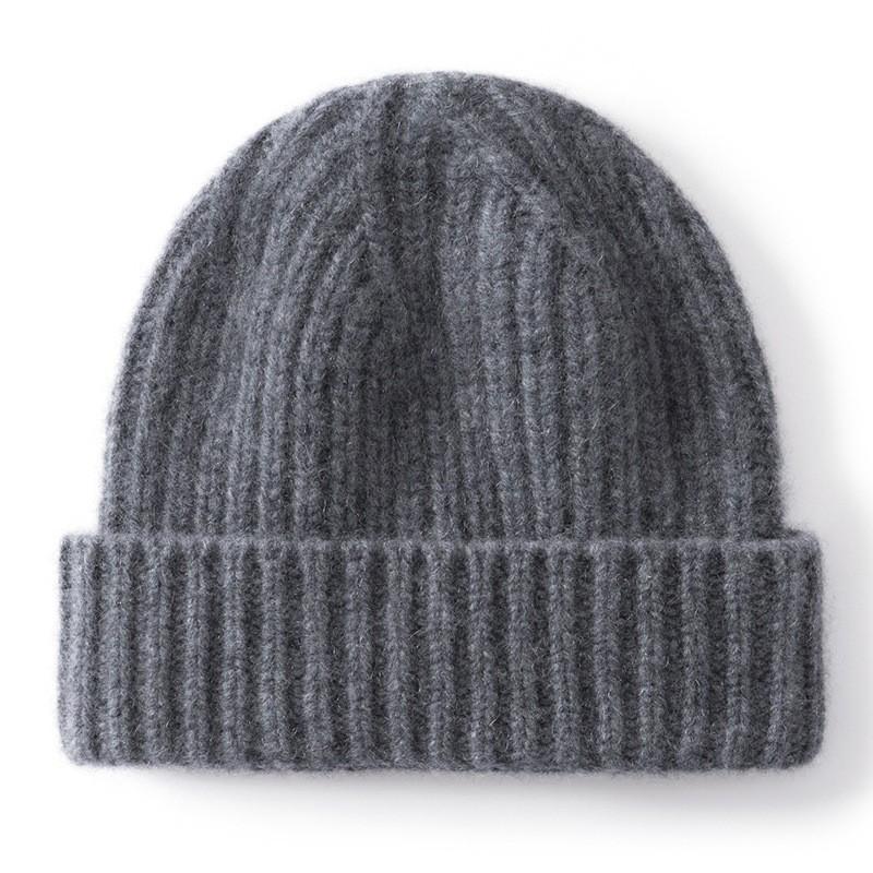 100% Cashmere Beanie Men Women Warm Winter Hat Heads Ear Protection Knit Cap