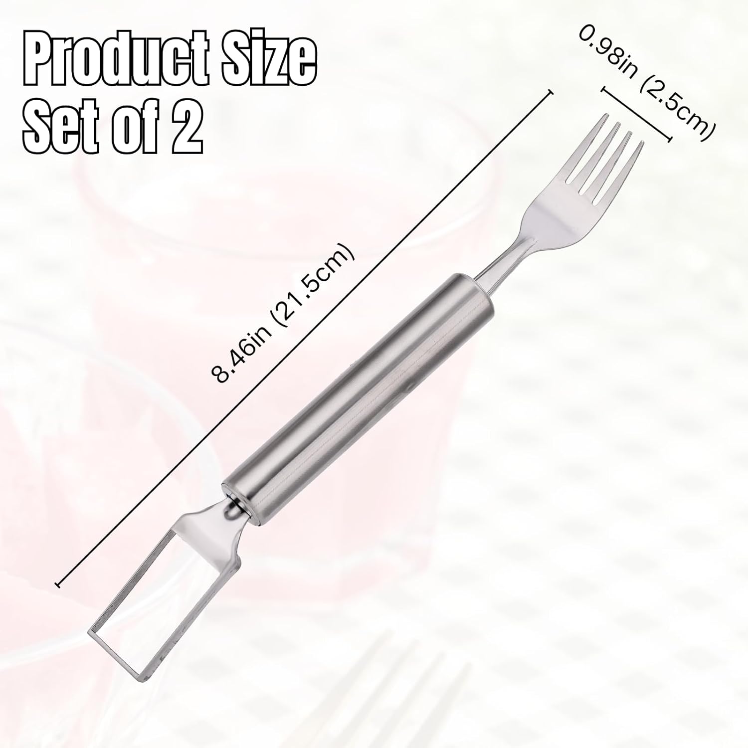 2-in-1 watermelon Cutter Slicer Tool, 2PCS Watermelon Fork Stainless Steel Dual Head Watermelon Slicer Watermelon Cube Cutter for Home Party Camping