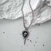 Hot Sale Gothic Black Heart Cross Pendant Necklace - Halloween Dark Series