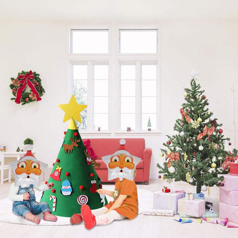 Happy New Year 3D DIY Felt Christmas Tree Kids Gift Ornaments Home Merry Christmas Decoration