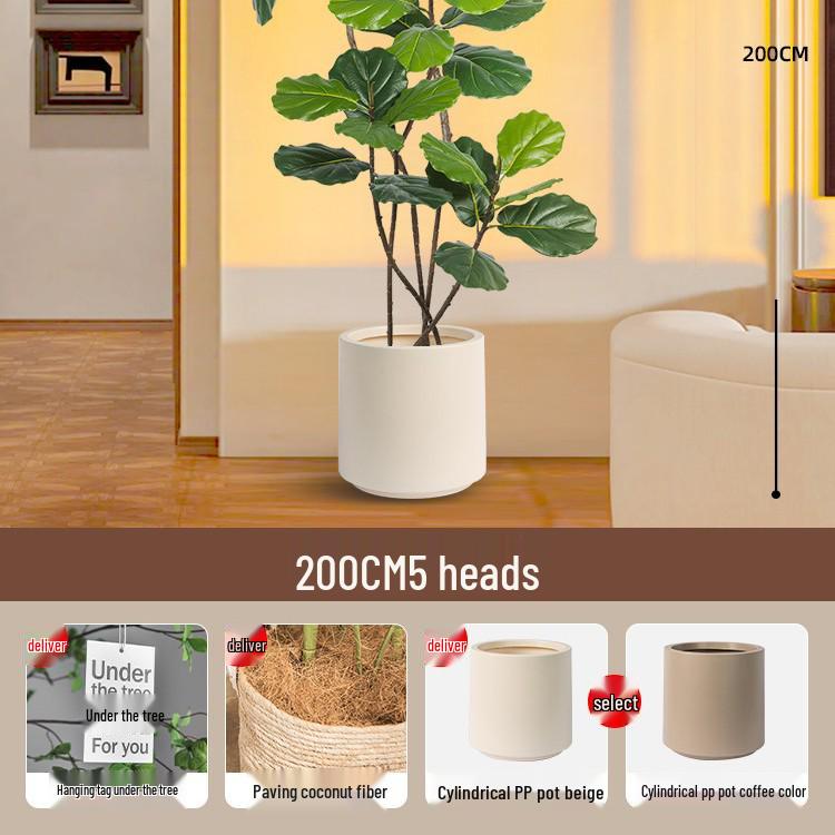 Large Potted Fiddle-Leaf Fig: Luxury Faux Green Plant for Living Room Decor