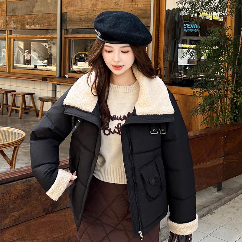 Velvet autumn and winter new personalized fashion down cotton cotton jacket sleeveless lapel collar horse jacket