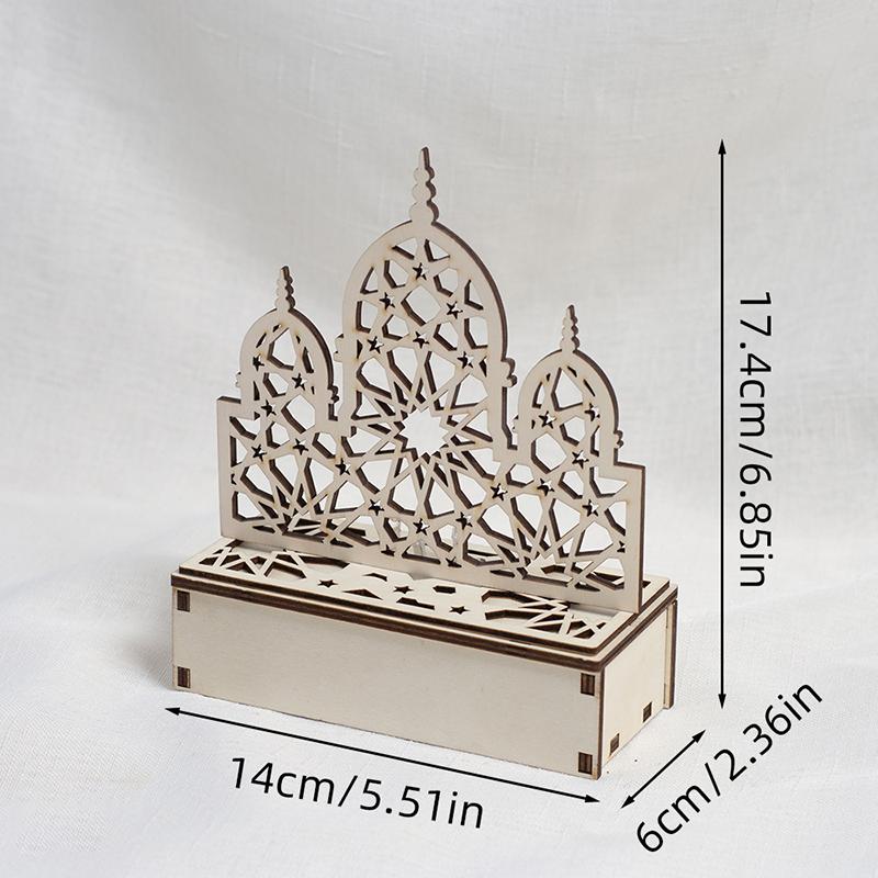 Eid Mubarak LEDLight Star Moon Pendant Wooden Candles Light Eid Desktop Ornament Ramadan Home Decor Muslim Party Decoration Gift