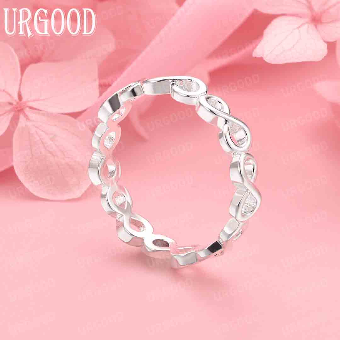 

925 Sterling Silver Figure Eight Ring Women Wedding Fashion Jewelry 7#