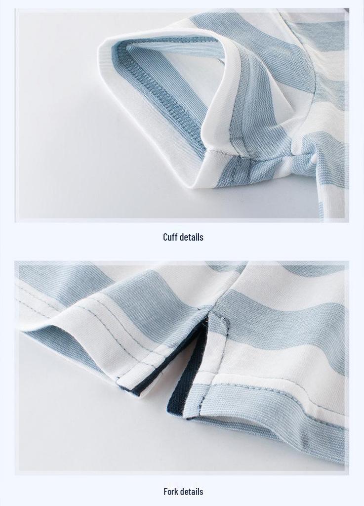 Korean-Style Boys' Striped Short Sleeve Summer T-Shirt - Trendy New Arrivals for Kids